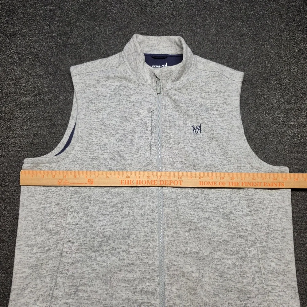 Johnnie-O Denali Vest Light Gray Mens XL Full Zip Performance JMVT10012C Outdoor
